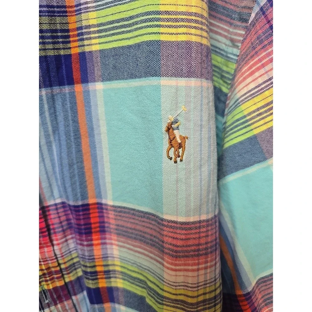 Vtg Polo‎ Ralph Lauren Blue Plaid Classic Fit Button Down Shirt Men's Size 2XL